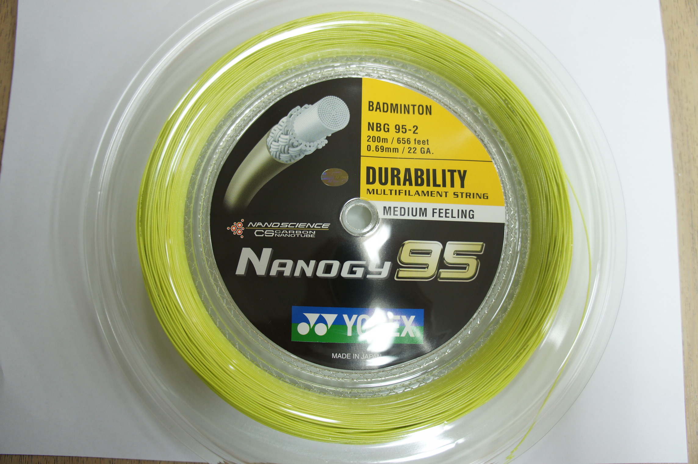 YONEX Nanogy 95 NBG95 Badminton Coil String 200m NBG95-2 Yellow